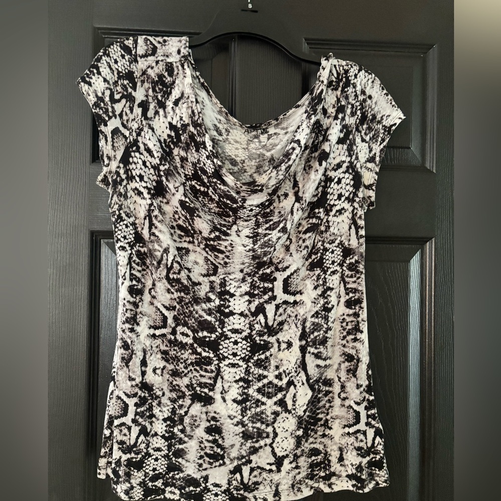 Apt. 9 Black & White Snake Print Cowl Neck Top
